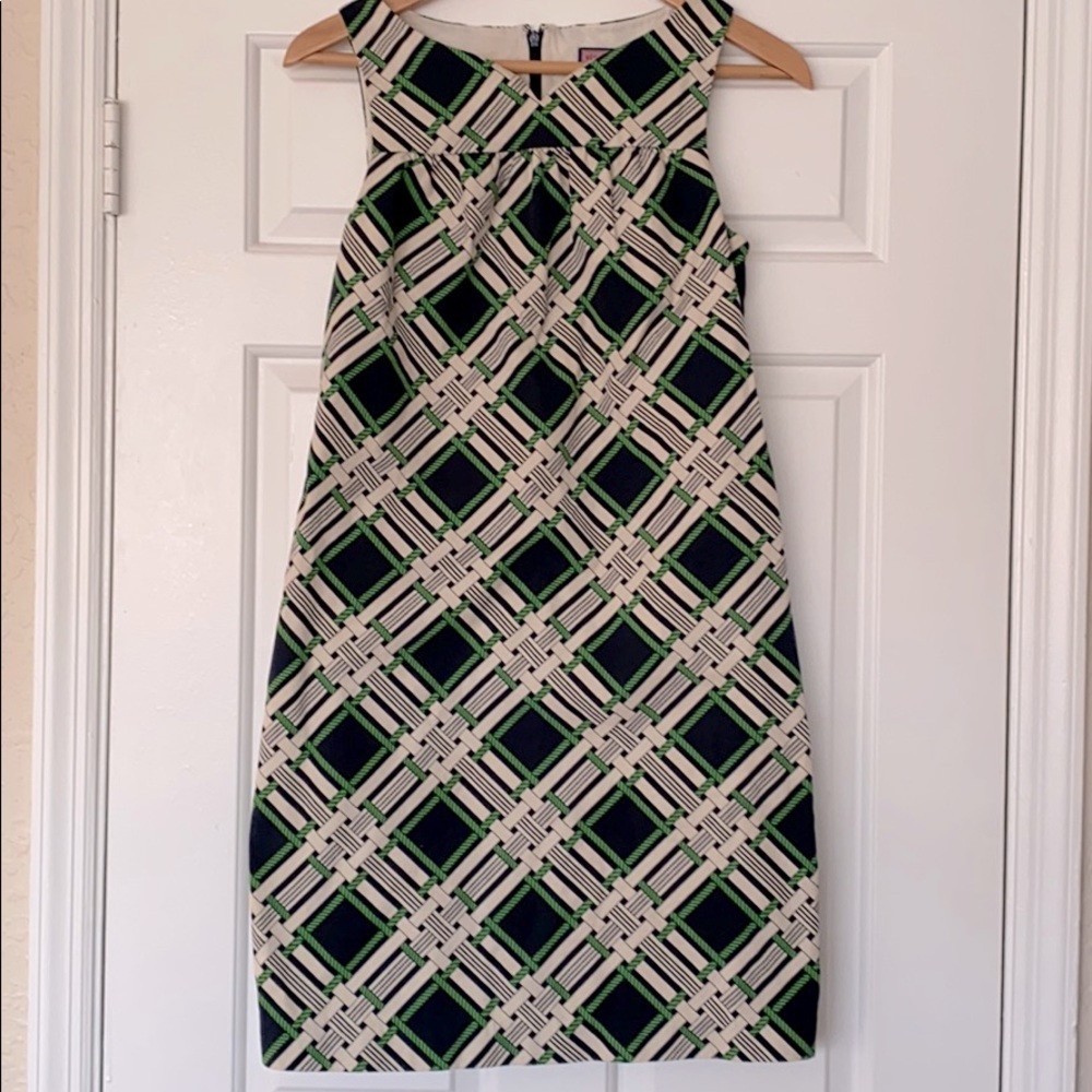 Vineyard Vines shift dress Navy/Green/cream